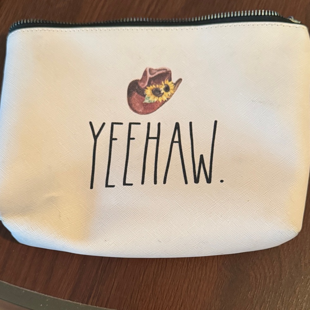 Light pink Rae Dunn   Yeehaw Pouch with Cowboy Hat Design